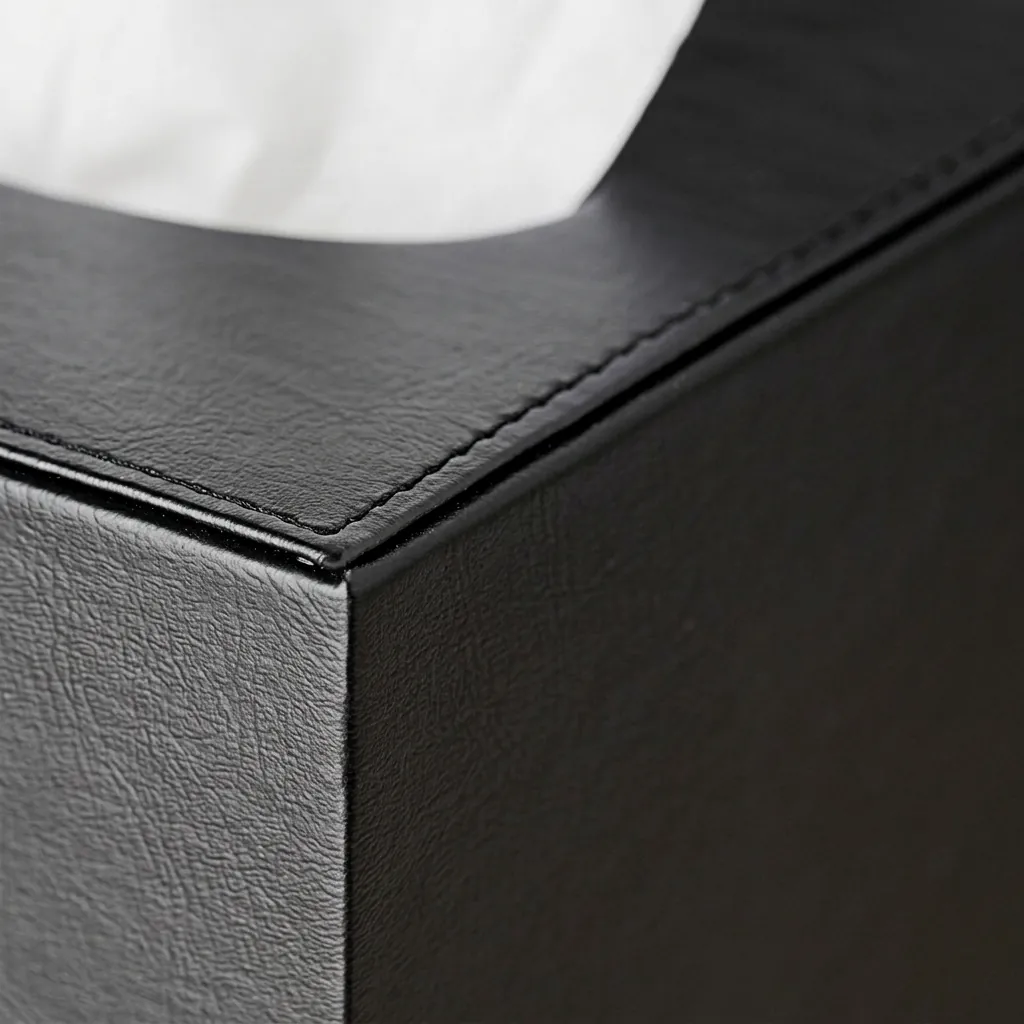PU Leather Square Tissue Box Cover with Magnetic Bottom [1083] — LTH-1083 (image 5)