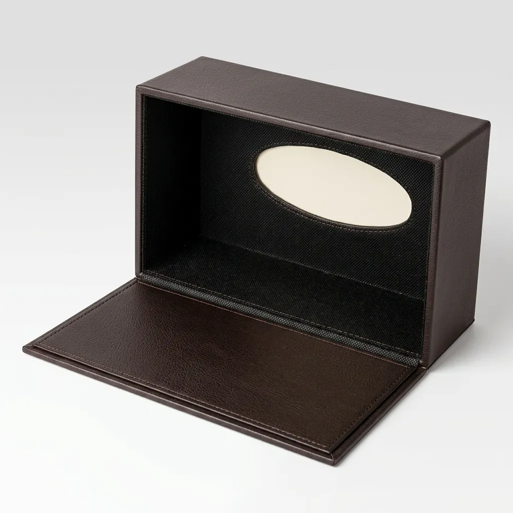 PU Leather Square Tissue Box Cover with Magnetic Bottom [1084] — LTH-1084 (image 5)