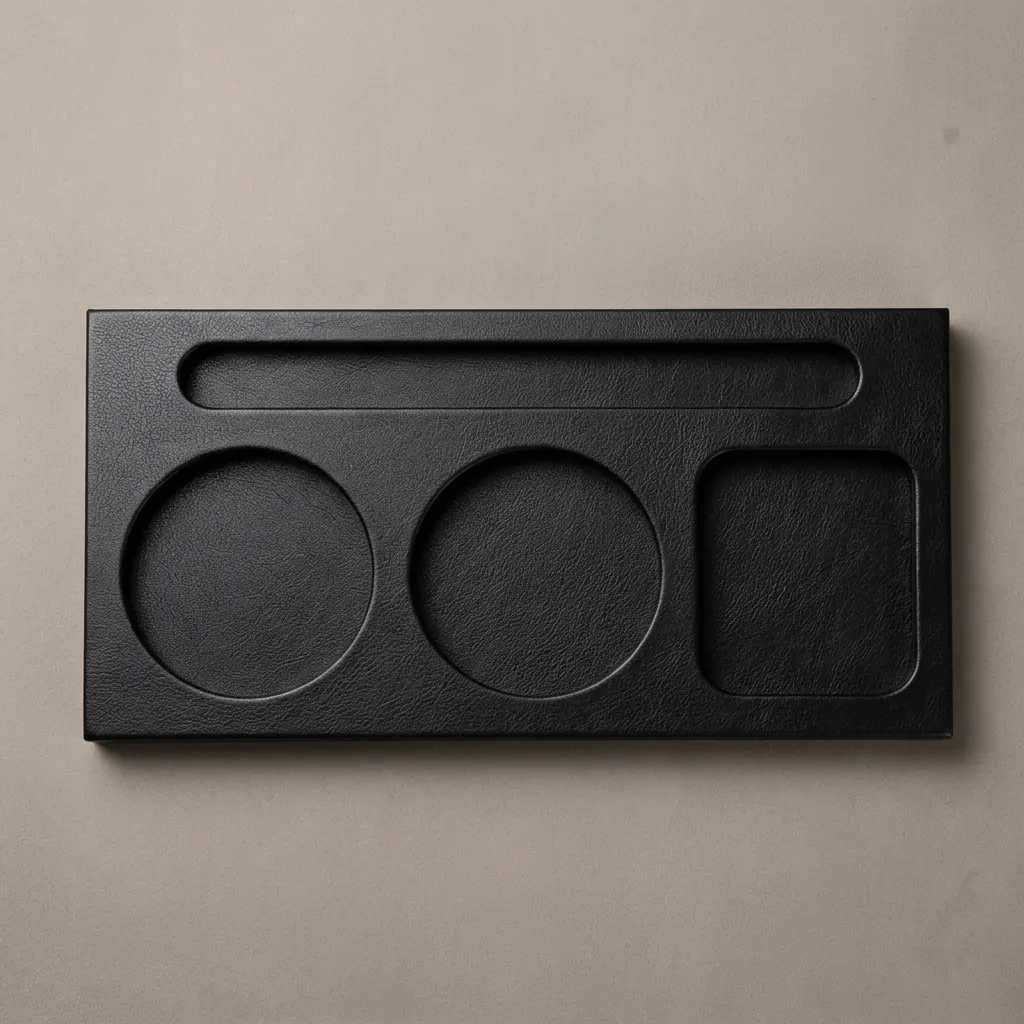 Pu Leather Coaster With Three-Hole Cup Holder & Pen Slot — LTH-1093 (image 5)