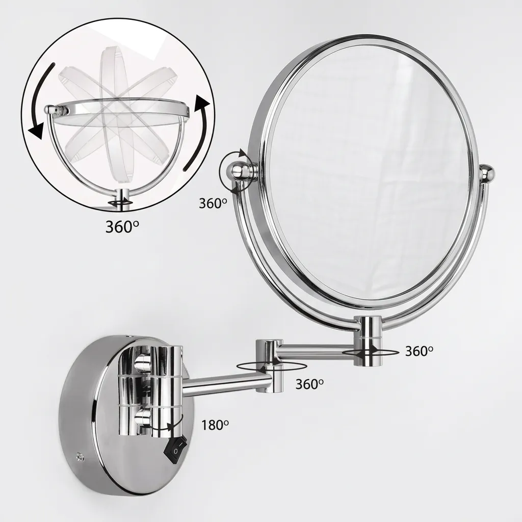 Wall Mounted Magnifying Mirror With Led Light 8" — MGM-1024 (image 3)