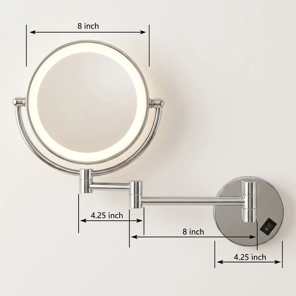 Wall Mounted Magnifying Mirror With Led Light 8" — MGM-1024 (image 11)