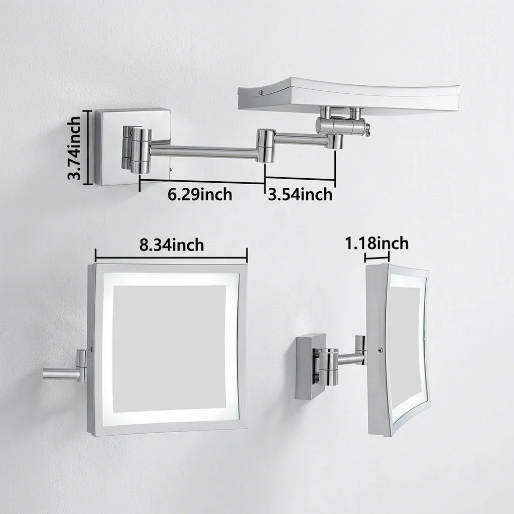 Wall-Mounted 3x Magnifying Mirror with LED Light [1042] — MGM-1042 (image 8)