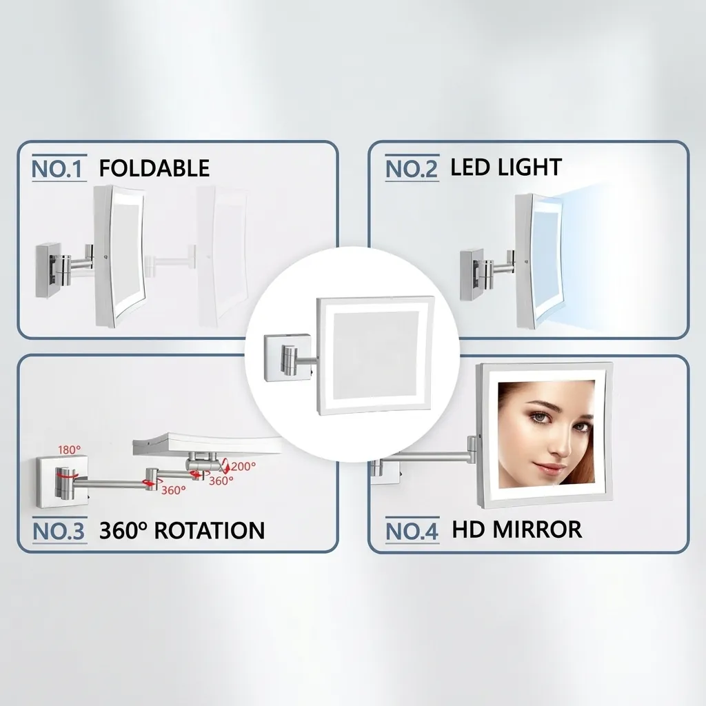 Wall-Mounted 3x Magnifying Mirror with LED Light [1042] — MGM-1042 (image 9)