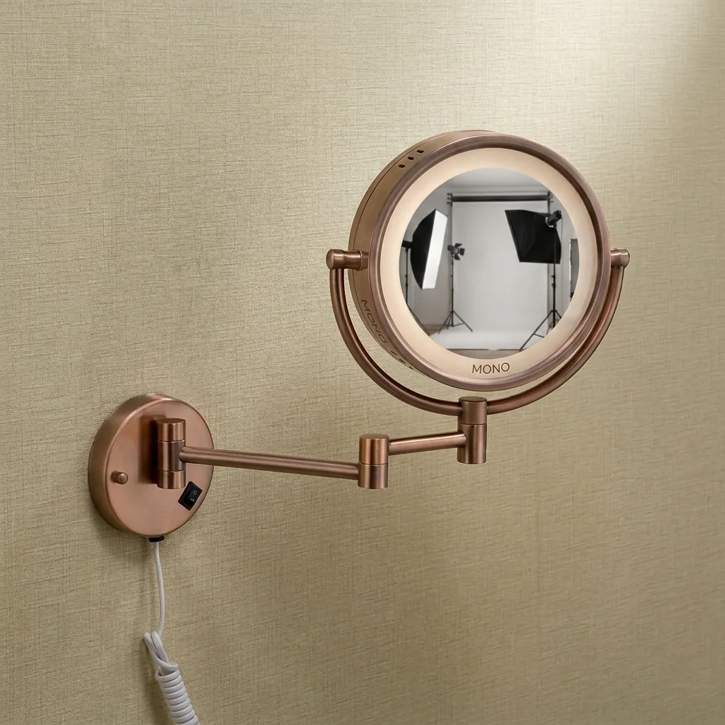 Wall Mounted Magnifying Mirror With LED Light 8.5" [1048] — MGM-1048 (image 1)