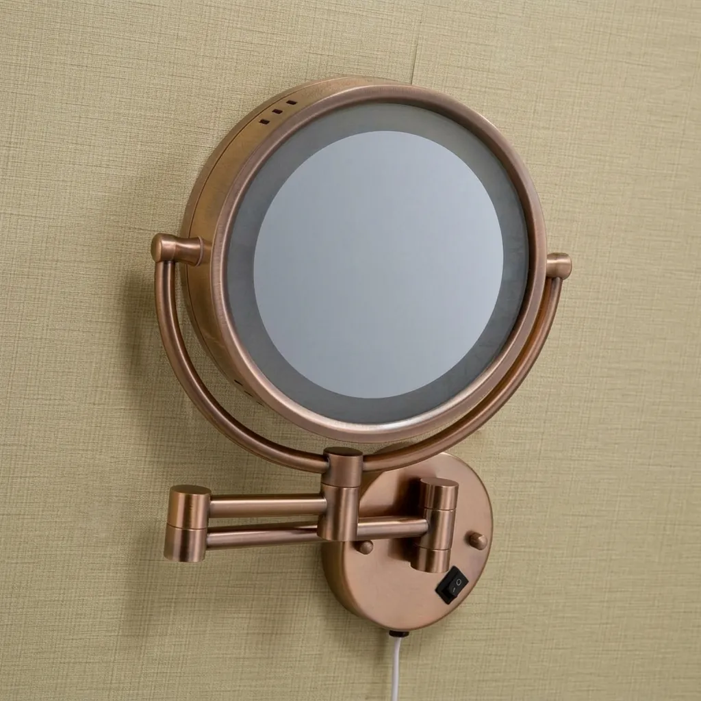 Wall Mounted Magnifying Mirror With LED Light 8.5" [1048] — MGM-1048 (image 3)