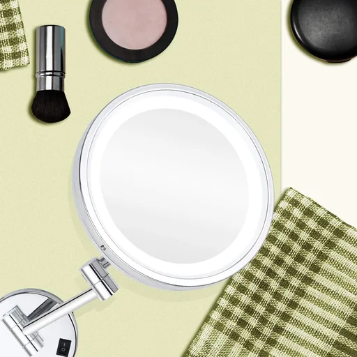 Wall-Mounted 3x Magnifying Mirror 9″ with LED Light — MGM-1054