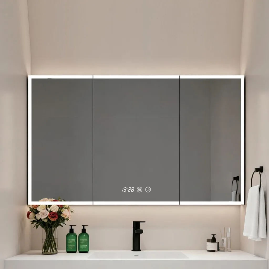 Three-Door LED Mirror Cabinet with Glass Shelves — MRC-1024