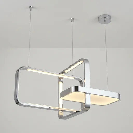 Interlocking Rectangular Frame Pendant Lamp in Chrome — PND-1026