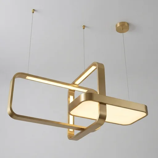 Interlocking Rectangular Frame Pendant Lamp in Brass — PND-1027