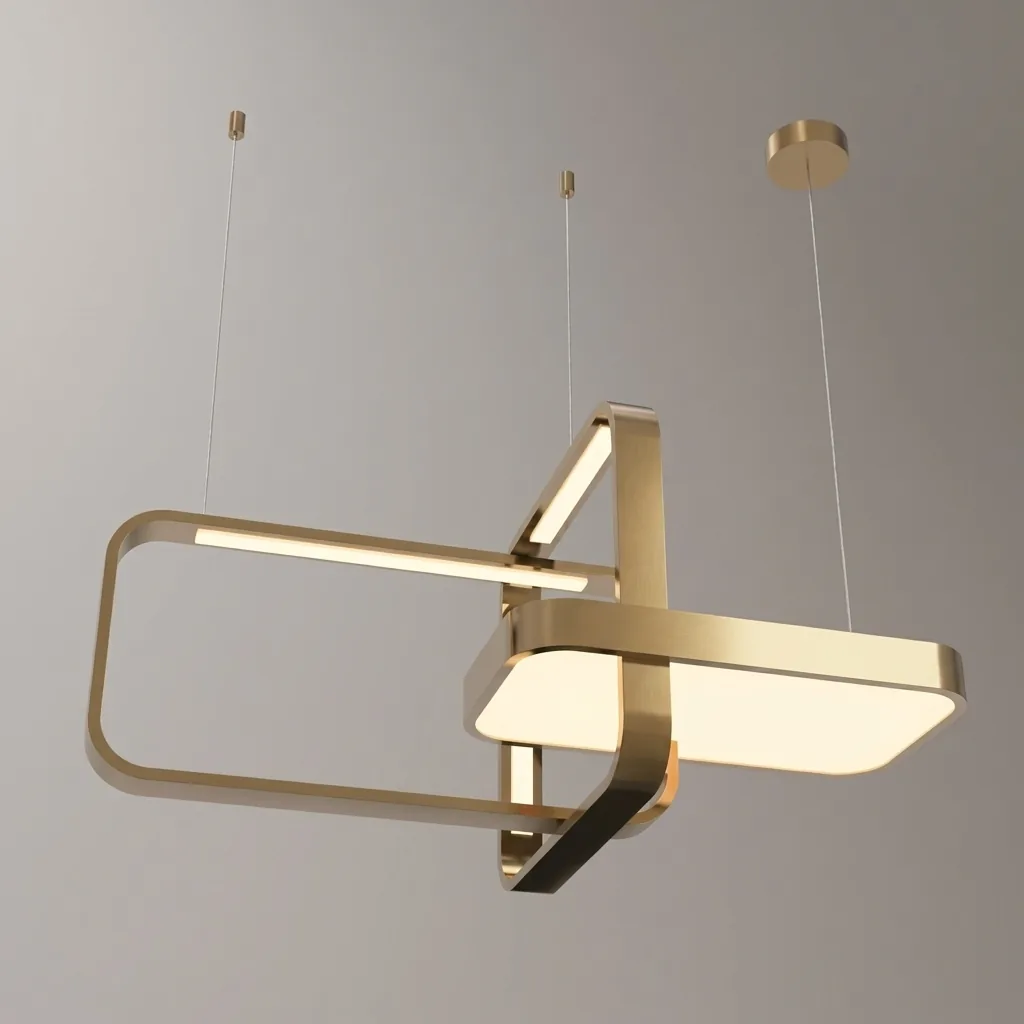Interlocking Rectangular Frame Pendant Lamp in Rose Gold — PND-1028