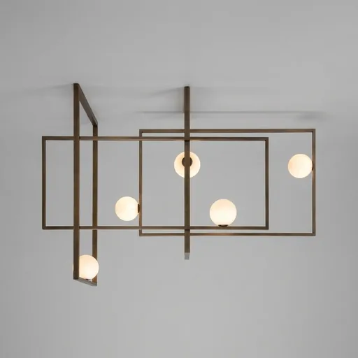 Overlapping Frame Pendant Lamp with Glass Globes — PND-1036