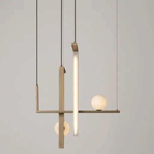 Vertical Bar Pendant Lamp with Glass Globe — PND-1037