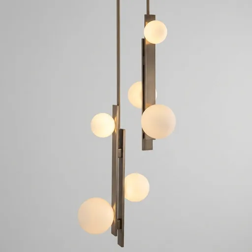 Vertical Stem Pendant Lamp with Glass Globes — PND-1039