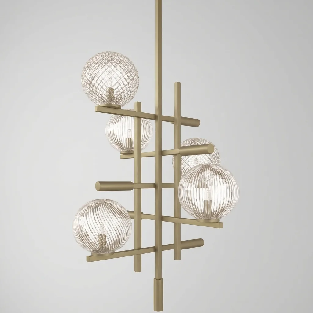 Ribbed Glass Globe Pendant Lamp — PND-1042