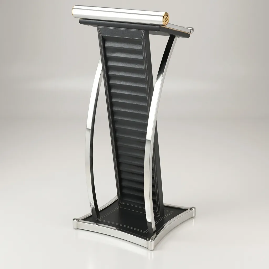 Floor Standing Podium Stainless Steel With Leather — PSS-1026 (image 2)