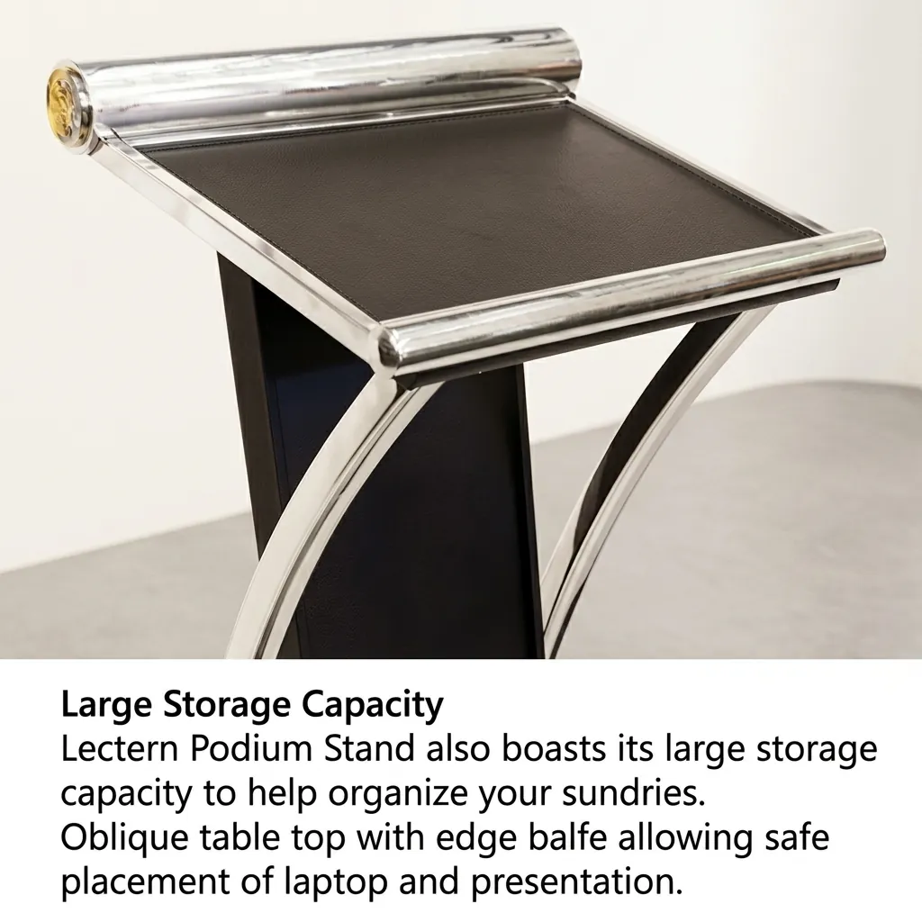 Floor Standing Podium Stainless Steel With Leather — PSS-1026 (image 4)