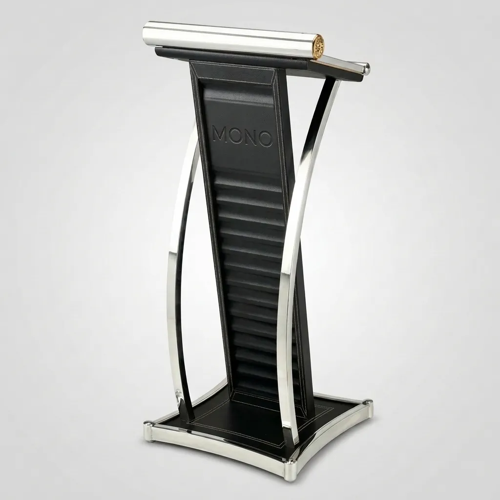 Floor Standing Podium Stainless Steel With Leather — PSS-1026 (image 1)