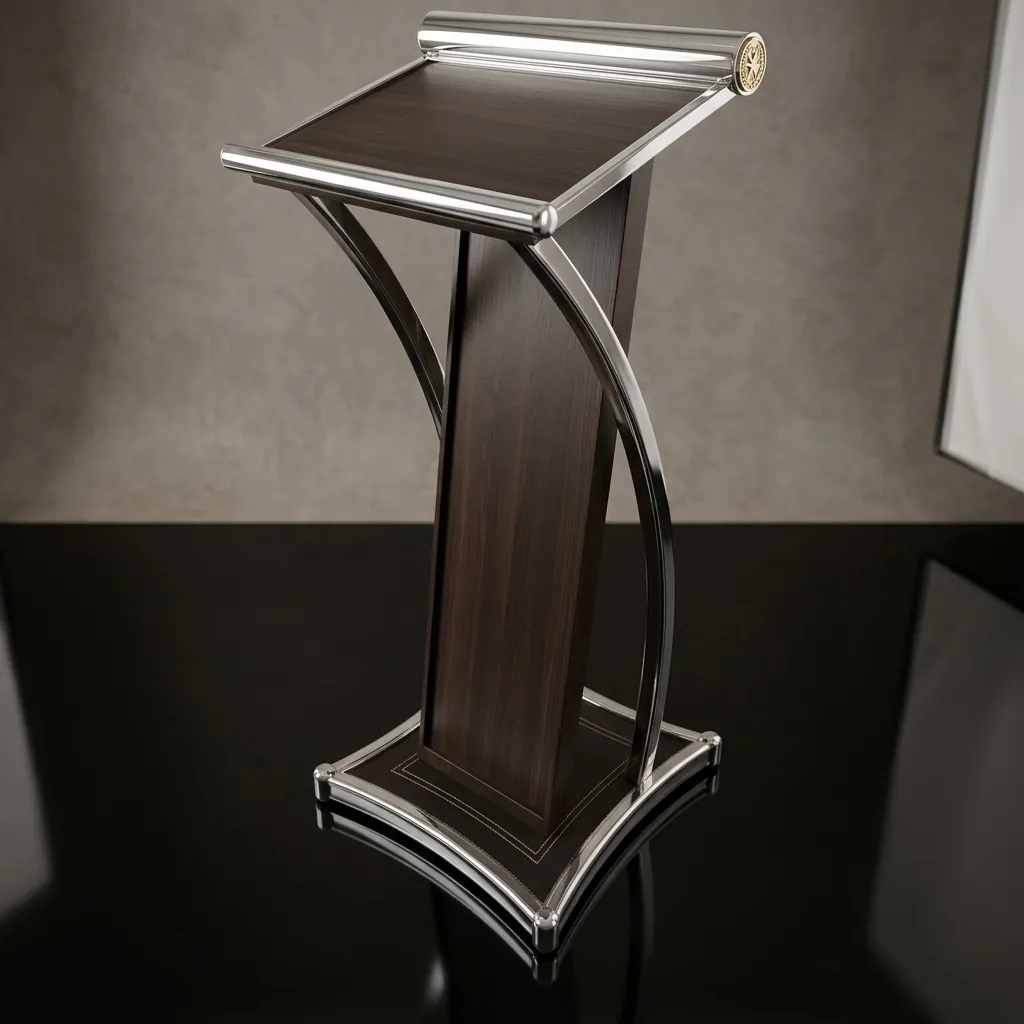 Floor Standing Podium Stainless Steel With Leather — PSS-1026 (image 5)