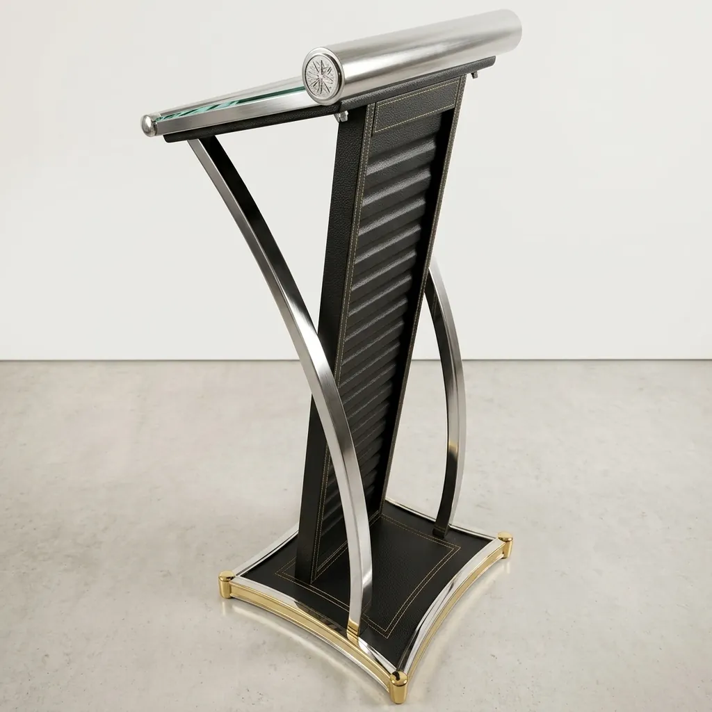 Floor Standing Podium Stainless Steel With Leather — PSS-1026 (image 10)