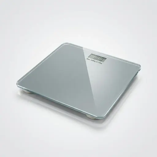 Tempered Glass Digital Bathroom Scale with 180kg Capacity [1029] — SCL-1029 — A digital bathroom scale with a tempered glass platform and high-precision strain sensors, weighing up to 180kg in 100g steps. An LCD display, automatic zero-reset and low-battery and overload alerts keep it accurate. A slim scale measuring 31.2x28.5x2cm.