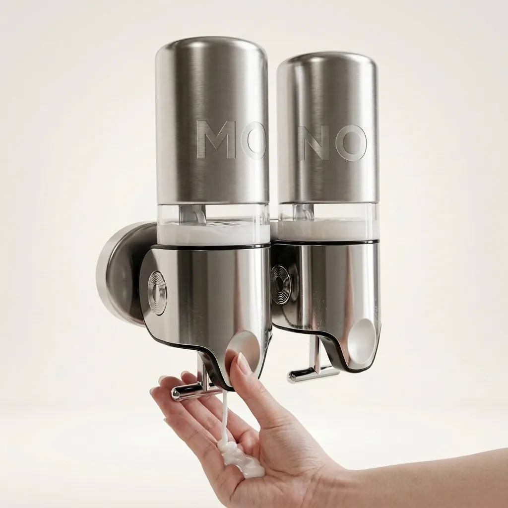 Double Wall Mounted Soap Dispenser Pull Type Stainless Steel — SPD-1025 (image 1)