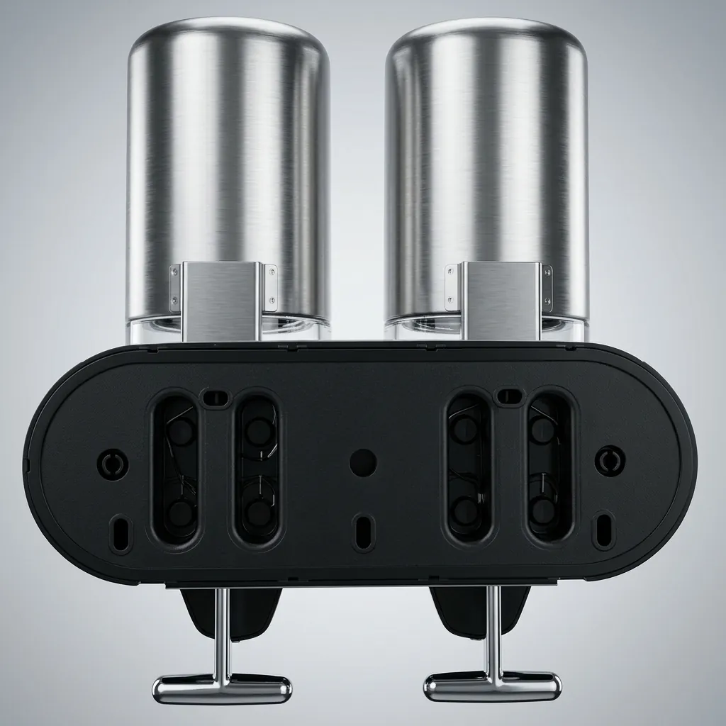 Double Wall Mounted Soap Dispenser Pull Type Stainless Steel — SPD-1025 (image 4)