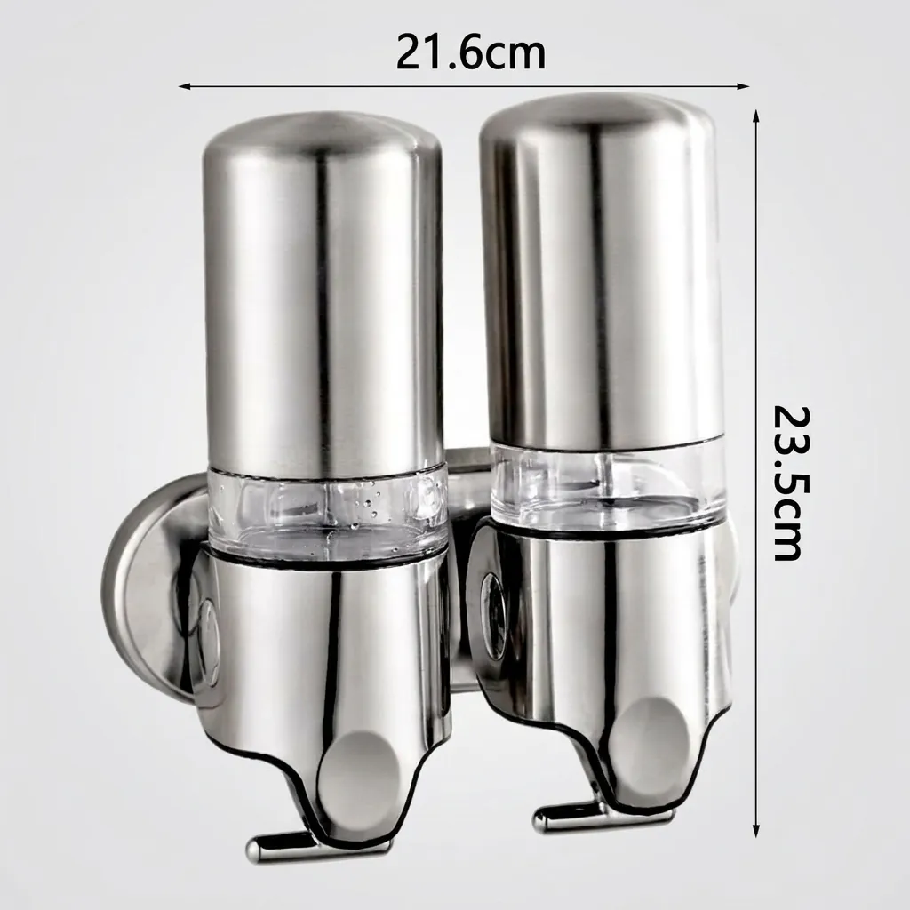 Double Wall Mounted Soap Dispenser Pull Type Stainless Steel — SPD-1025 (image 10)