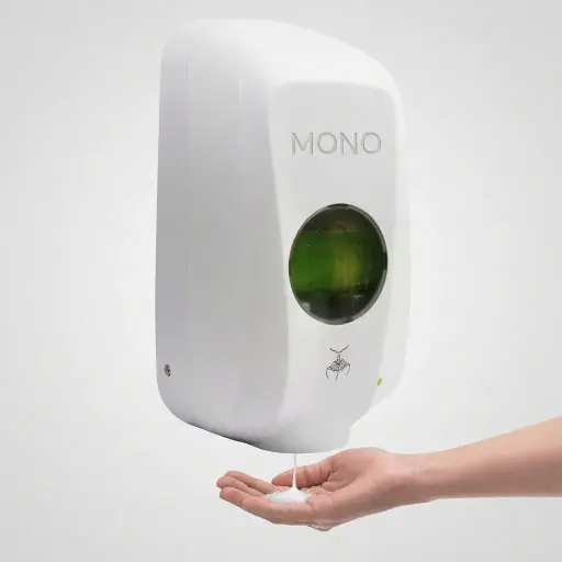 Touchless Automatic Soap Dispenser (1000ml) [1026] — SPD-1026 — A touchless automatic soap dispenser in ABS with a 1000ml reservoir and hands-free infrared sensing for hygienic use. It handles gel, spray or foam at a 1.0ml output, running on 4 Type-C batteries or an optional mains adapter. Measures 140x100x268mm, finished in white.