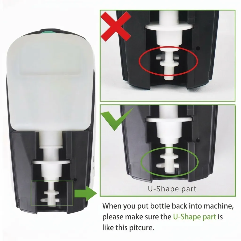 Automatic Soap Dispenser Touchless With Stand — SPD-1029 — A touchless automatic soap dispenser in ABS with a 1000ml reservoir and a freestanding floor stand for high-traffic areas. Infrared sensing dispenses gel, spray or foam at a 1.0ml output, on 4 Type-C batteries or an optional mains adapter. The dispenser measures 123x114x261.5mm on a 150cm stand, in black or white. (image 9)