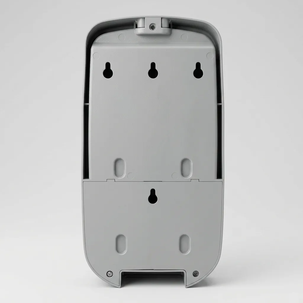 Manual Hand Sanitizer Dispenser — SPD-1030 — A manual hand sanitiser dispenser in ABS with a 1000ml reservoir and a simple push pump for gel at a 1.0ml output. Wall or counter friendly, it suits washrooms and entrances. Measures 135x100x260mm, finished in white. (image 6)