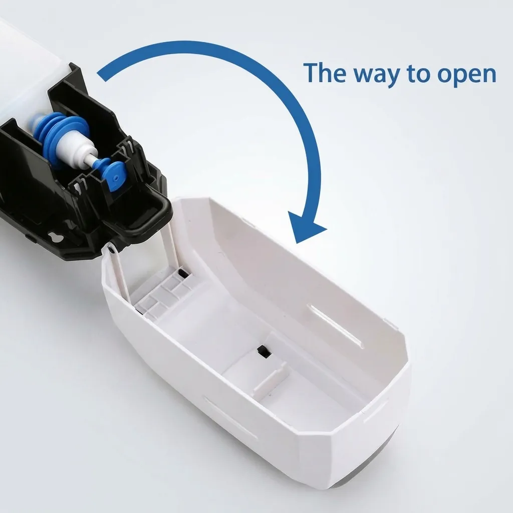 Pull Typr Hand Sanitizer Dispenser — SPD-1031 — A pull-type manual hand sanitiser dispenser in ABS with a 1000ml reservoir and an adjustable 0.8 to 1.6ml gel output. The lever pull makes dispensing simple and hygienic in busy areas. Measures 120x125x285mm, in black or white. (image 4)