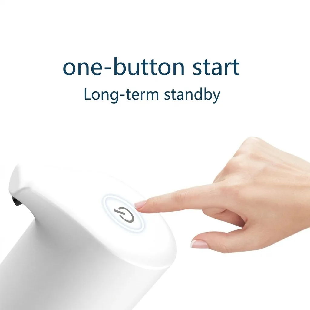 Automatic Table Top Soap Dispenser Touchless — SPD-1032 — A compact touchless tabletop soap dispenser in waterproof ABS with a 350ml reservoir and fast 0.25-second sensing within 5cm. It dispenses foam, spray or gel at a 0.7ml output, powered via a 5V USB input. Lightweight at 0.26kg and measuring 72x89x188mm, finished in white. (image 6)
