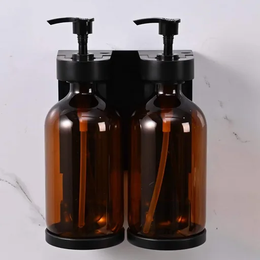 ABS Wall-Mounted Double Soap Dispenser 2x500ml in Brown — SPD-1040