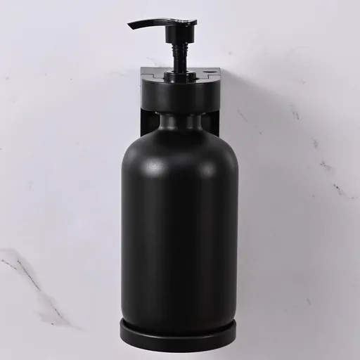 Stainless Steel Wall-Mounted Single Soap Dispenser 500ml in Black — SPD-1045