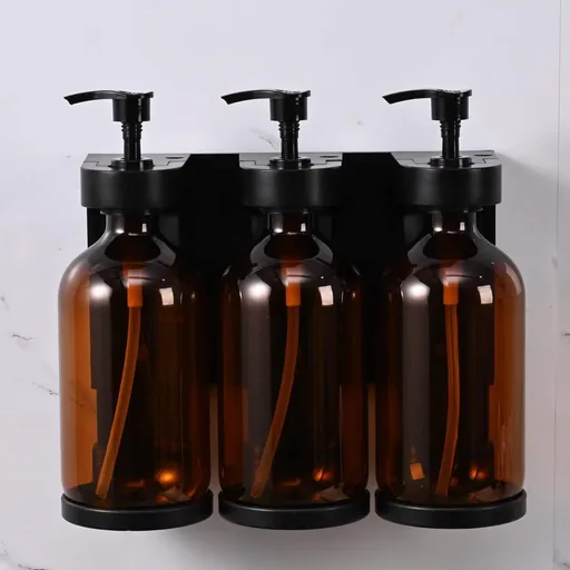 Stainless Steel Wall-Mounted Triple Soap Dispenser 3x500ml in Brown — SPD-1052