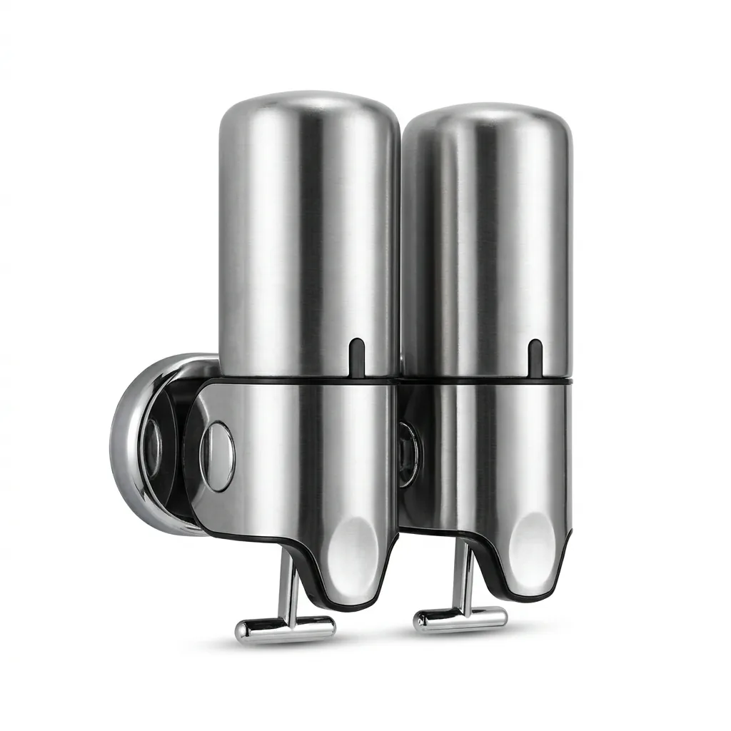 Compact Double Wall Mounted Soap Dispenser Pull Type Stainless Steel 280ml — SPD-1055