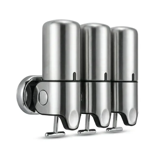 Compact Triple Wall Mounted Soap Dispenser Pull Type Stainless Steel 280ml — SPD-1056