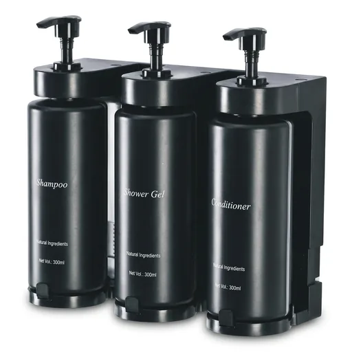 Stainless Steel Tall Bracket Triple Soap Dispenser 3x300ml in Black — SPD-1058