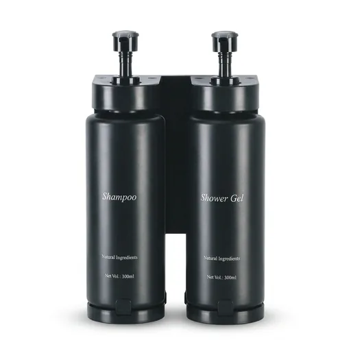 Stainless Steel Tall Bracket Double Soap Dispenser 2x300ml in Black — SPD-1060