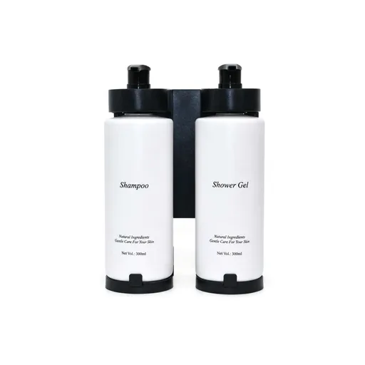 Stainless Steel Tall Bracket Double Soap Dispenser 2x300ml in White — SPD-1061
