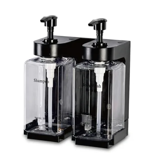 ABS Square Bottle Double Soap Dispenser 2x300ml in Transparent — SPD-1072
