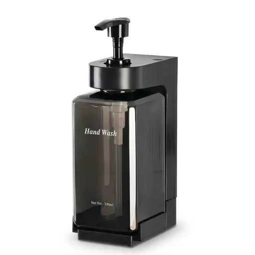 ABS Square Bottle Single Soap Dispenser 300ml in Transparent Grey — SPD-1073