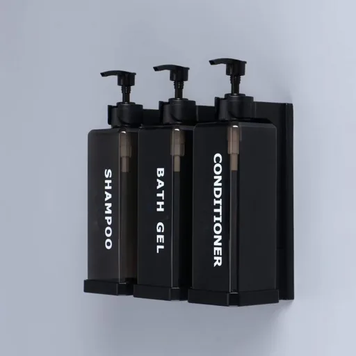 ABS Square Soap Dispenser Triple 3x500ml in Black and Clear Grey — SPD-1075