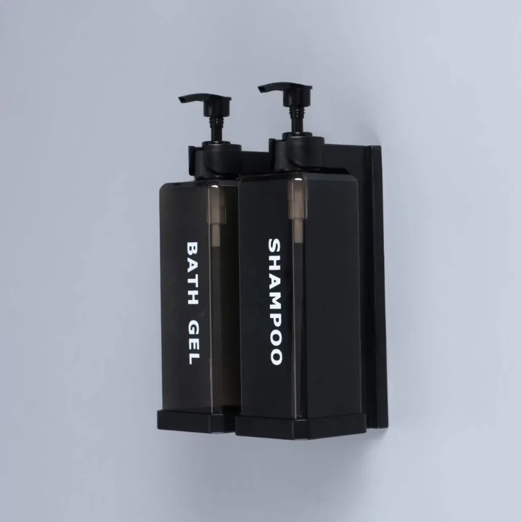ABS Square Soap Dispenser Double 2x500ml in Black and Clear Grey — SPD-1076