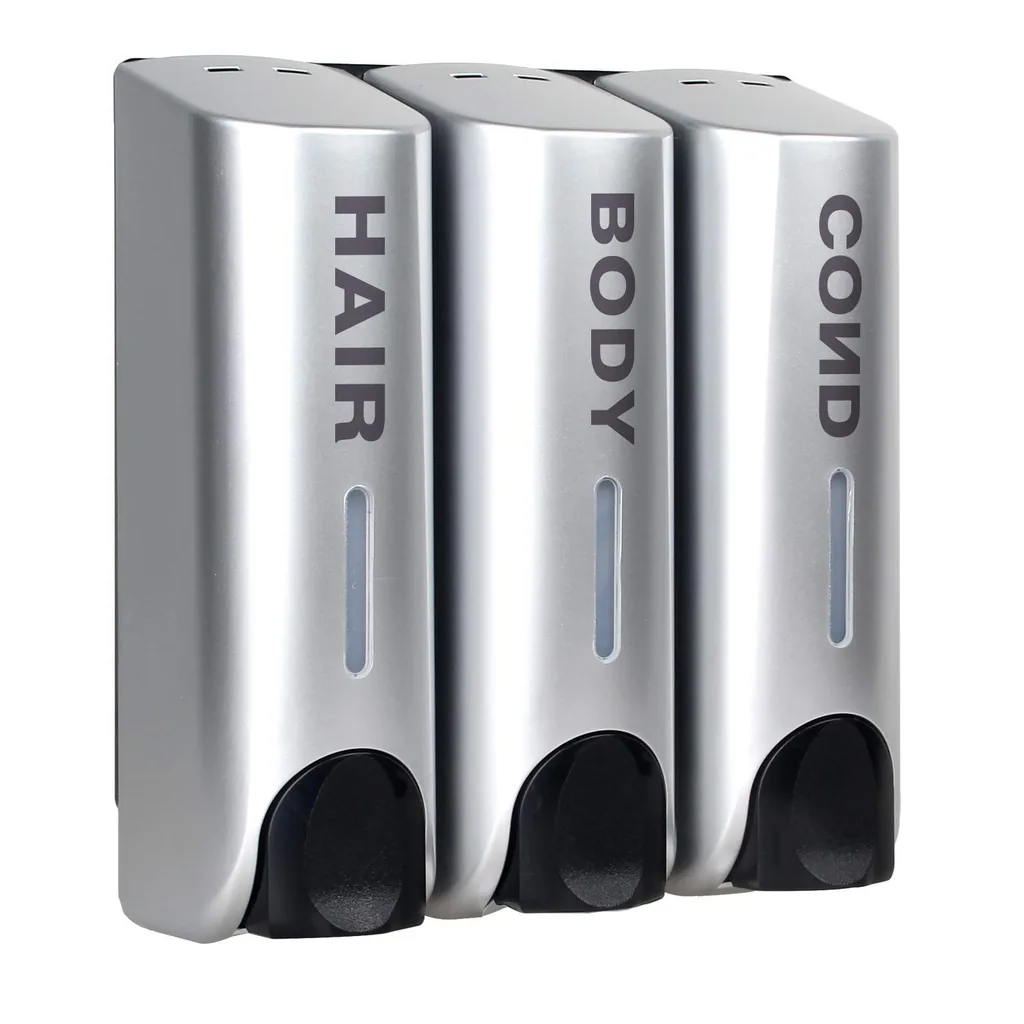 ABS Window Soap Dispenser Triple 3x300ml in Gun Grey — SPD-1082