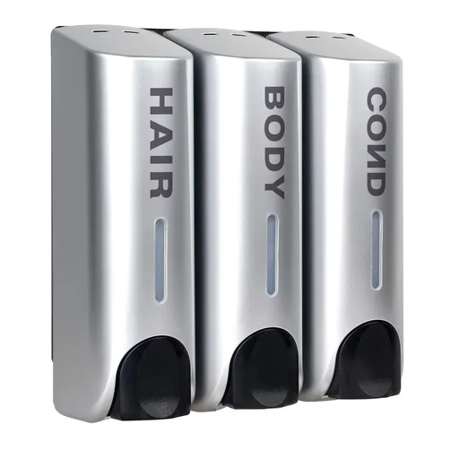 ABS Window Soap Dispenser Triple 3x300ml in Gun Grey — SPD-1082