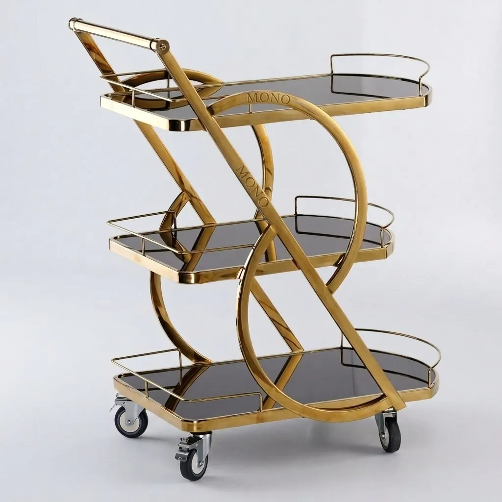 Stainless Steel Tempered Glass 3-Tier Service Trolley [1024] — SVT-1024 (image 1)
