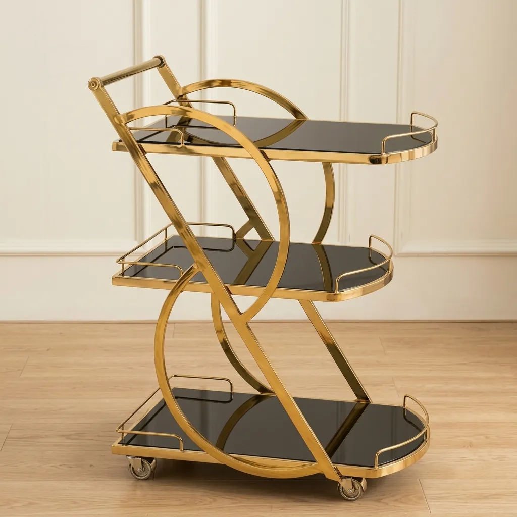 Stainless Steel Tempered Glass 3-Tier Service Trolley [1024] — SVT-1024 (image 11)