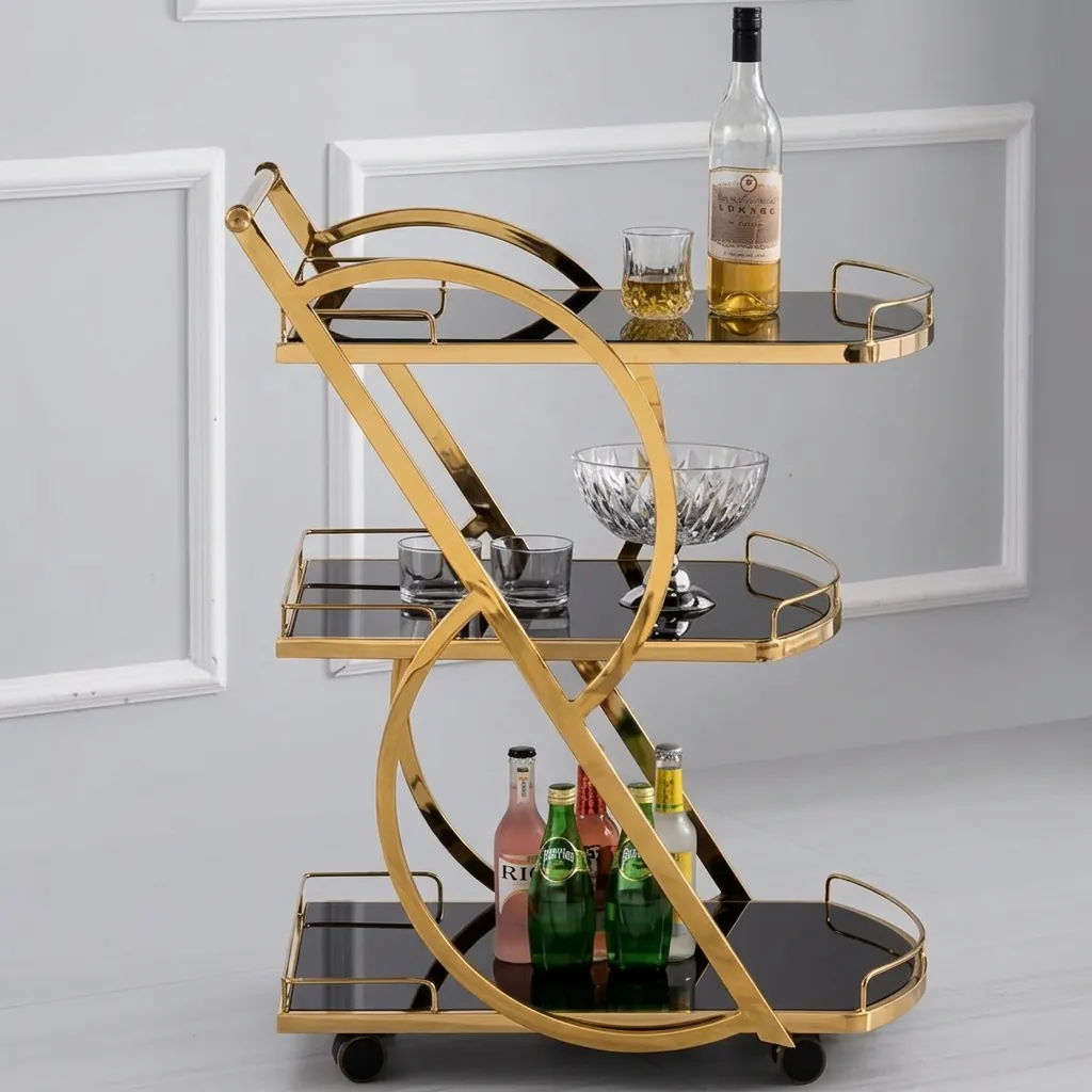 Stainless Steel Tempered Glass 3-Tier Service Trolley [1024] — SVT-1024 (image 12)