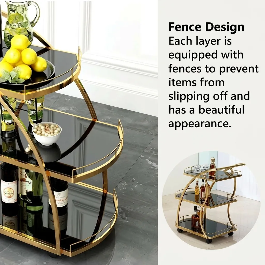 Stainless Steel Tempered Glass 3-Tier Service Trolley [1025] — SVT-1025 (image 4)